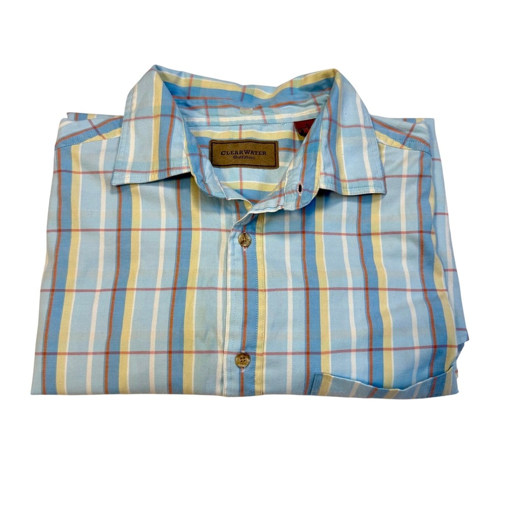 Clearwater Outfitters Plaid Short Sleeve Button Down Shirt Preppy Coastal Mens L